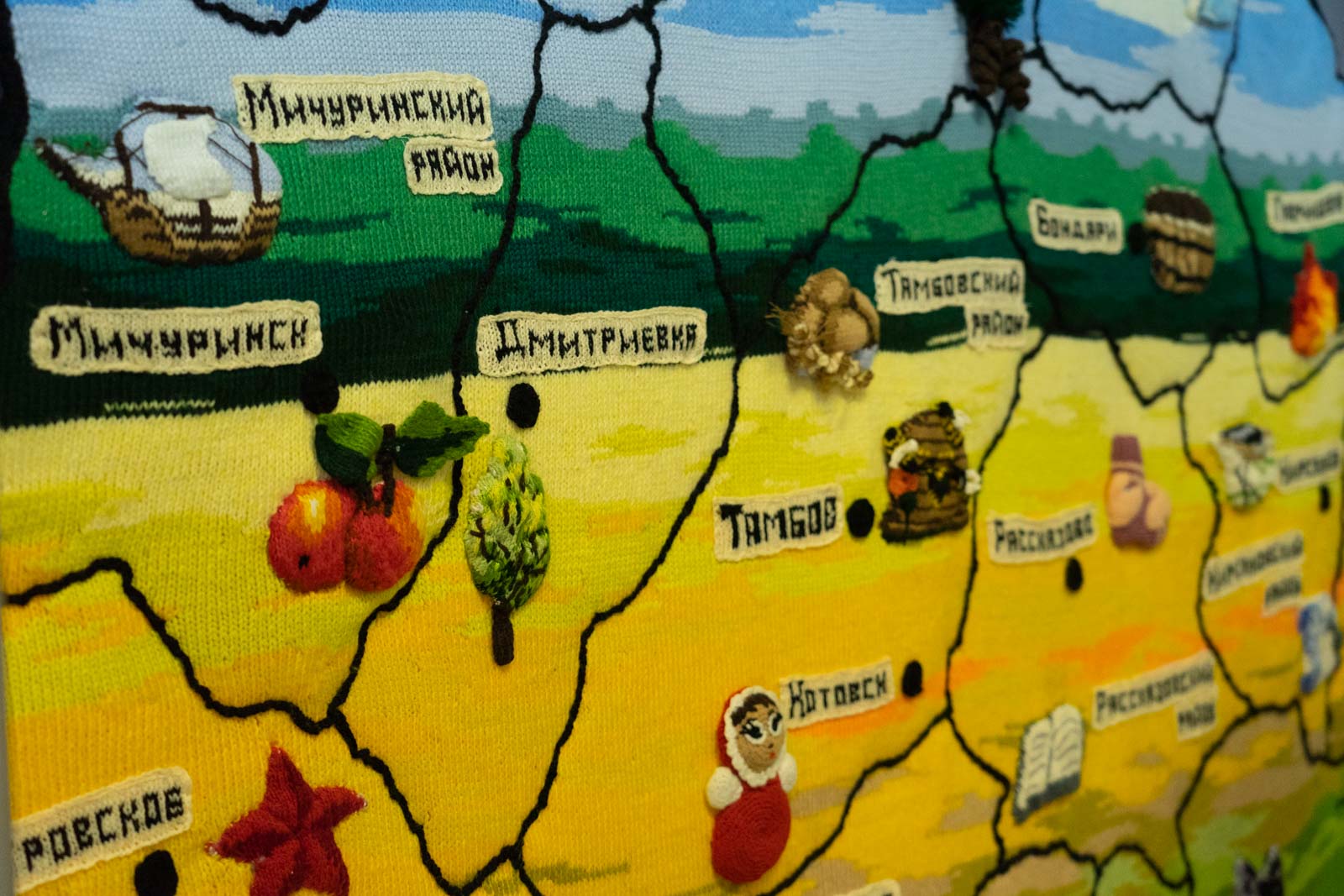 Изображение новости: В Державинском презентовали вязаную карту Тамбовской области  