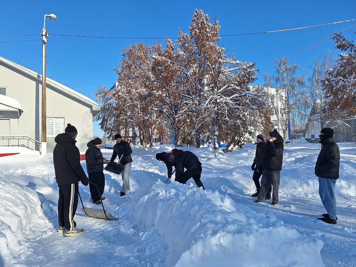 Державинцы продолжают субботники по уборке снега на улицах Тамбова фото детальные